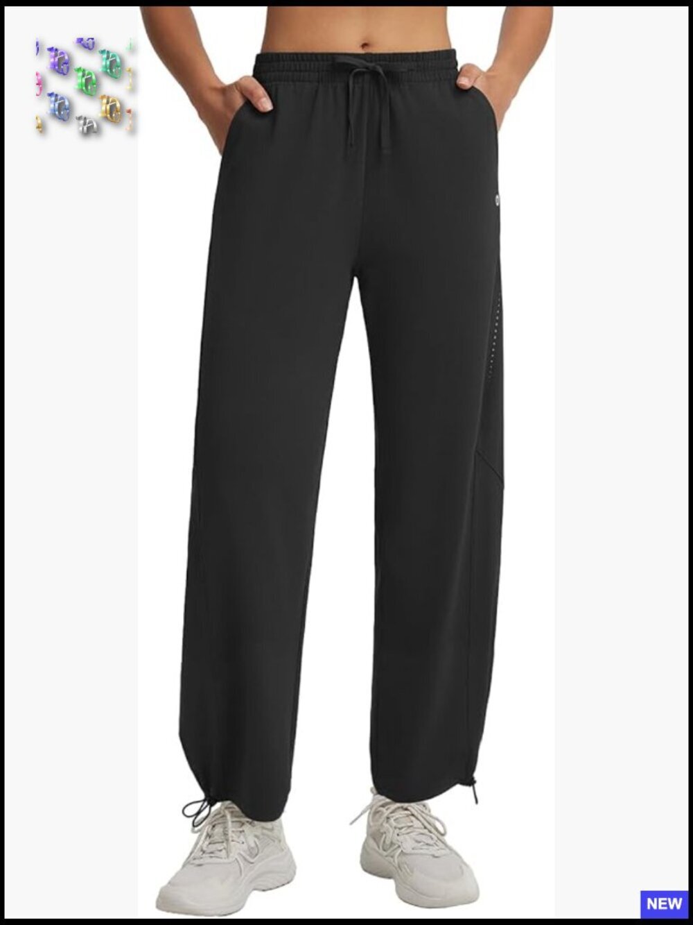 Barrel Pants with Pockets Drawstring Quick Dry Adjustable Cuff Wide Leg Tapered